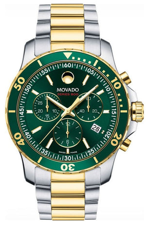  Shop Authentic Movado Series 800 Chronograph Green Dial Two Tone Steel Strap Watch For Men - 2600148 - Luxxuri