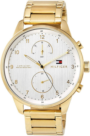  Shop Authentic Tommy Hilfiger Chase Quartz White Dial Gold Steel Strap Watch for Men - 1791576 - Luxxuri