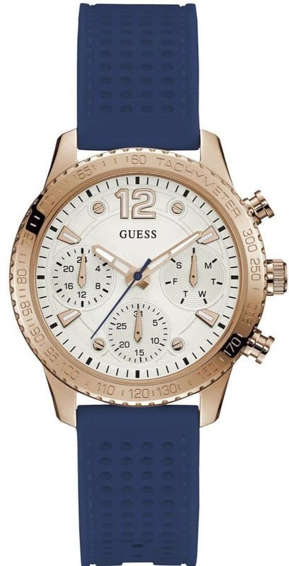  Shop Authentic Guess Marina Multifunction White Dial Blue Rubber Strap Watch for Women - W1025L4 - Luxxuri