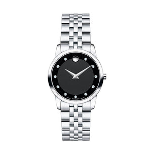  Shop Authentic Movado Museum Classic Black Dial Silver Steel Strap Watch For Women - 0606858 - Luxxuri