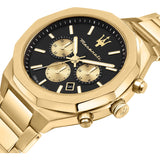  Shop Authentic Maserati Stile 45mm Chronograph Black Dial Gold Steel Strap Watch For Men - R8873642001 - Luxxuri