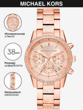  Shop Authentic Michael Kors Ritz Chronograph Rose Gold Dial Rose Gold Steel Strap Watch For Women - MK6598 - Luxxuri