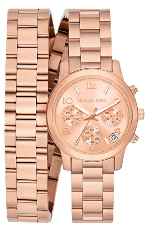  Shop Authentic Michael Kors Runway Chronograph Analog Rose Gold Dial Rose Gold Steel Strap Watch for Women - MK7453 - Luxxuri