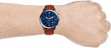  Shop Authentic Fossil Neutra Chronograph Blue Dial Brown Leather Strap Watch for Men - FS5791 - Luxxuri