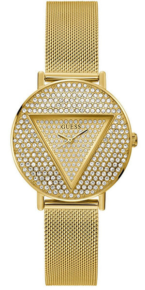  Shop Authentic Guess Iconic Diamonds Gold Dial Gold Mesh Bracelet Watch For Women - GW0477L2 - Luxxuri