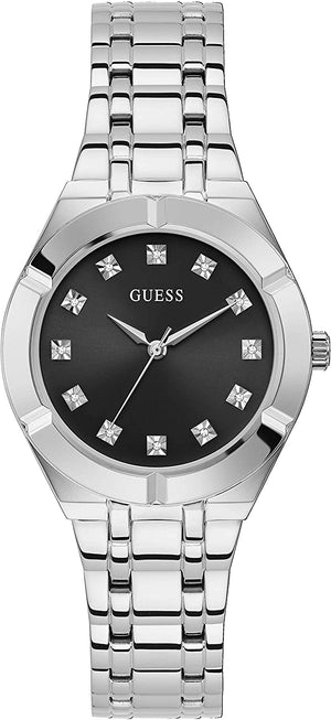  Shop Authentic Guess Crystalline Diamonds Black Dial Silver Steel Strap Watch for Women - GW0114L1 - Luxxuri