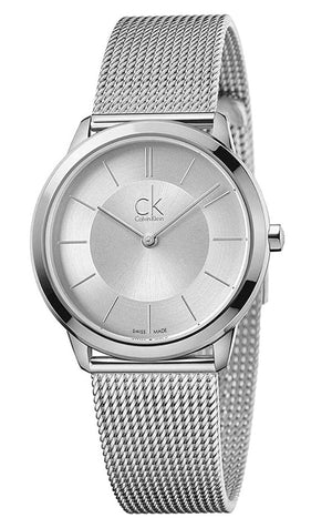  Shop Authentic Calvin Klein Minimal White Dial Silver Mesh Bracelet Watch for Men - K3M22126 - Luxxuri