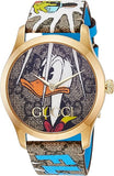  Shop Authentic Gucci G Timeless Disney Donald Duck Brown Dial Brown Leather Strap Watch For Women - YA1264167 - Luxxuri