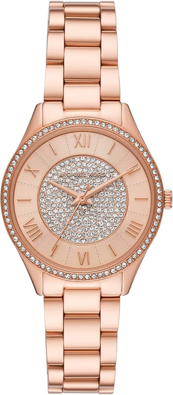  Shop Authentic Michael Kors Lauryn Three-Hand Crystals Rose Gold Dial Rose Gold Steel Strap Watch for Women - MK4736 - Luxxuri