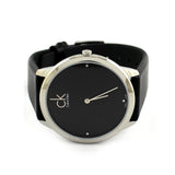  Shop Authentic Calvin Klein Minimal Diamonds Black Dial Black Leather Strap Watch for Men - K3M211CS - Luxxuri
