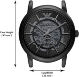  Shop Authentic Emporio Armani Meccanico Automatic Skeleton Dial Black Leather Strap Watch For Men - AR60008 - Luxxuri