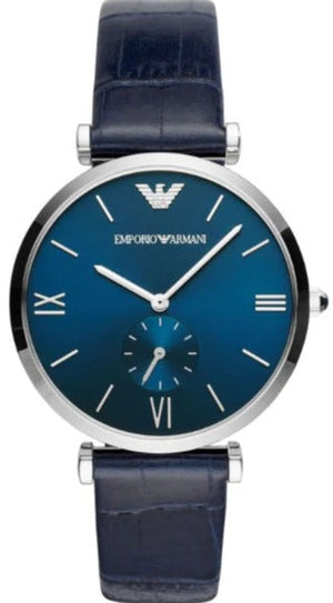  Shop Authentic Emporio Armani Gianni T Bar Quartz Blue Dial Blue Leather Strap Watch For Men - AR11300 - Luxxuri