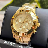  Shop Authentic Marc Jacobs Blade Chronograph Gold Dial Gold Steel Strap Watch for Women - MBM3101 - Luxxuri