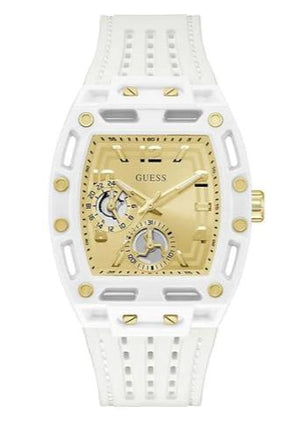  Shop Authentic Guess Phoenix Analog Gold Dial White Silicone Strap Watch For Men - GW0499G5 - Luxxuri