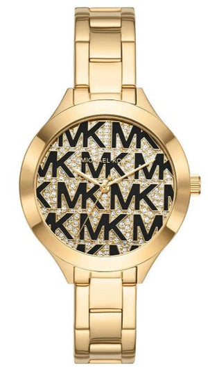  Shop Authentic Michael Kors Slim Runway Crystals Gold Dial Gold Steel Strap Watch for Women - MK4659 - Luxxuri