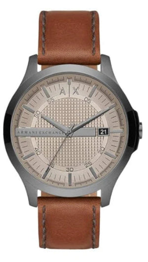  Shop Authentic Armani Exchange Hampton Chronograph Grey Dial Brown Leather Strap Watch For Men - AX2414 - Luxxuri