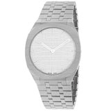  Shop Authentic Gucci 25H Quartz Silver Dial Silver Steel Strap Unisex Watch - YA163407 - Luxxuri