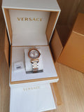  Shop Authentic Versace V-Motif Silver Dial Two Tone Steel Strap Watch for Women - VERE00718 - Luxxuri