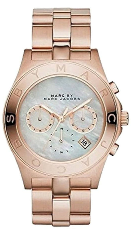  Shop Authentic Marc Jacobs Blade Chronograph Mother of Pearl White Dial Rose Gold Steel Strap Watch for Women - MBM8637 - Luxxuri