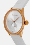  Shop Authentic Calvin Klein Accent Silver Dial White Leather Strap Watch for Women - K2Y236K6 - Luxxuri