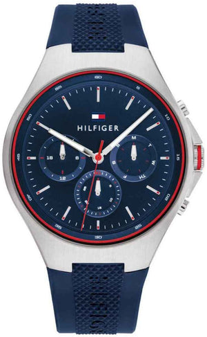  Shop Authentic Tommy Hilfiger Justin Chronograph Blue Dial Blue Rubber Strap Watch for Men - 1792057 - Luxxuri