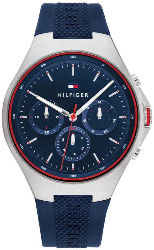  Shop Authentic Tommy Hilfiger Justin Chronograph Blue Dial Blue Rubber Strap Watch for Men - 1792057 - Luxxuri
