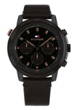  Shop Authentic Tommy Hilfiger Troy Chronograph Black Dial Black Leather Strap Watch For Men - 1792110 - Luxxuri