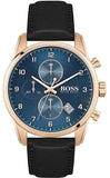  Shop Authentic Hugo Boss Skymaster Chronograph Blue Dial Black Leather Strap Watch for Men - 1513783 - Luxxuri