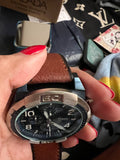  Shop Authentic Fossil Bronson Chronograph Luggage Blue Dial Brown Leather Strap Watch for Men - FS5829 - Luxxuri