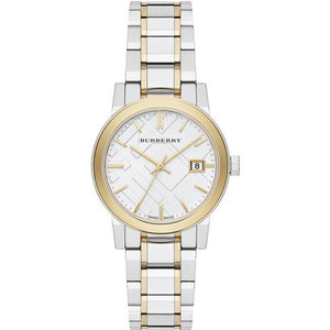  Shop Authentic Burberry The City White Dial Two Tone Steel Strap Watch for Women - BU9115 - Luxxuri