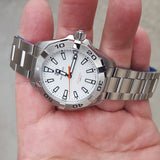  Shop Authentic Tag Heuer Aquaracer Quartz White Dial Silver Steel Strap Watch for Men - WBD1111.BA0928 - Luxxuri