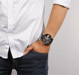  Shop Authentic Diesel Mr Daddy Black Dial Black Leather Strap Watch For Men - DZ7313 - Luxxuri