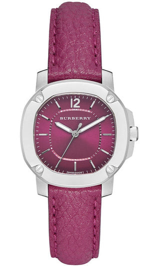  Shop Authentic Burberry The Britain Pink Dial Pink Leather Strap Watch for Women - BBY1715 - Luxxuri