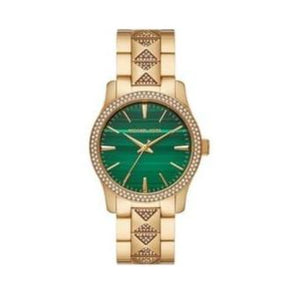  Shop Authentic Michael Kors Runway Three Hand Green Dial Gold Steel Strap Watch For Women - MK7390 - Luxxuri