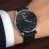  Shop Authentic Emporio Armani Classic Quartz Black Dial Black Leather Strap Watch For Men - AR1692 - Luxxuri