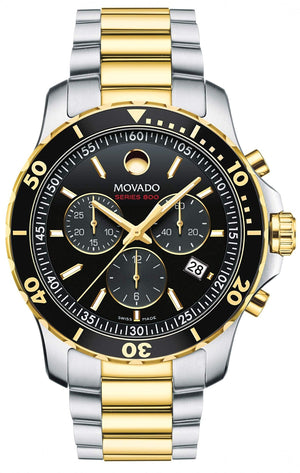  Shop Authentic Movado Series 800 Chronograph Black Dial Two Tone Steel Strap Watch For Men - 2600146 - Luxxuri