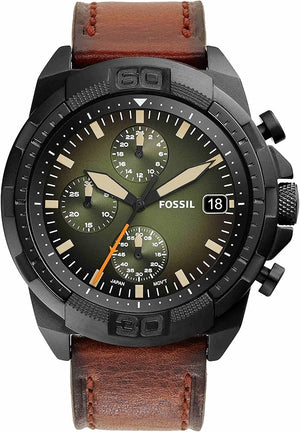  Shop Authentic Fossil Bronson Chronograph Black Dial Brown Leather Strap Watch for Men - FS5856 - Luxxuri