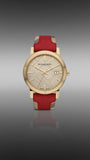  Shop Authentic Burberry The City Gold Dial Orange Leather Strap Watch for Women - BU9017 - Luxxuri