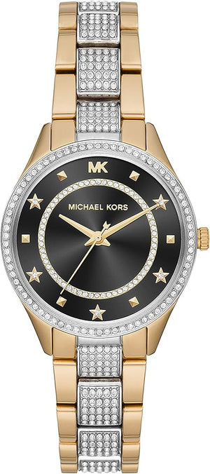  Shop Authentic Michael Kors Lauryn Crystal Pave Black Dial Two Tone Steel Strap Watch For Women - MK4403 - Luxxuri
