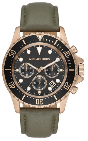  Shop Authentic Michael Kors Everest Analog Black Dial Green Leather Strap Watch For Men - MK9090 - Luxxuri