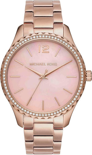  Shop Authentic Michael Kors Layton Three Hand Pink Dial Rose Gold Steel Strap Watch For Women - MK6848 - Luxxuri