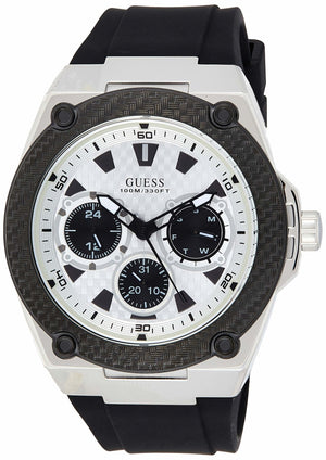  Shop Authentic Guess Legacy White Dial Black Rubber Strap Watch For Men - W1049G3 - Luxxuri