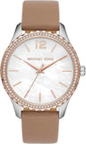  Shop Authentic Michael Kors Layton Mother of Pearl White Dial Brown Leather Strap Watch For Women - MK2910 - Luxxuri