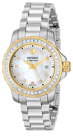  Shop Authentic Movado Series 800 29mm Diamonds Mother of Pearl Dial Silver Steel Strap Watch For Women - 2600121 - Luxxuri