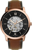  Shop Authentic Fossil Neutra Automatic Skeleton Black Dial Brown Leather Strap Watch for Men - ME3195 - Luxxuri