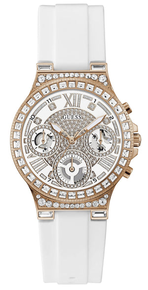  Shop Authentic Guess Moonlight Diamonds White Dial White Rubber Strap Watch for Women - GW0257L2 - Luxxuri