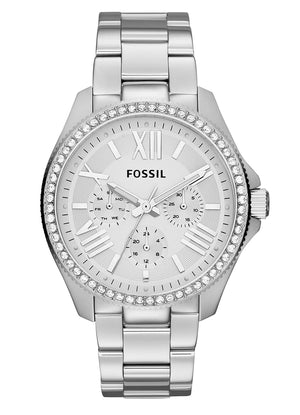  Shop Authentic Fossil Cecile Chronograph Silver Dial Silver Steel Strap Watch for Women - AM4481 - Luxxuri