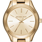  Shop Authentic Michael Kors Mini Runway Slim Gold Dial Gold Steel Strap Watch for Women - MK3512 - Luxxuri