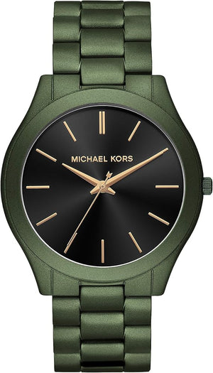  Shop Authentic Michael Kors Slim Runway Quartz Black Dial Green Steel Strap Watch For Men - MK8715 - Luxxuri