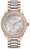  Shop Authentic Bulova Crystal Collection Silver Dial Two Tone Steel Strap Watch for Women - 98N100 - Luxxuri
